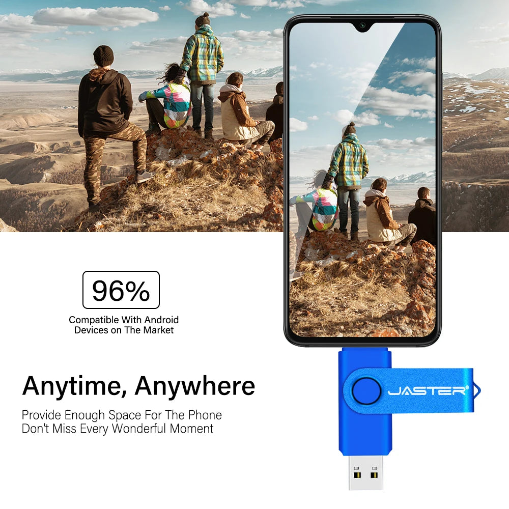 High Quality 2-in-1 Smart Phone Pendrive 8GB to 128GB 2.0 USB C Stick Type C Flash Drives New Plastic Product