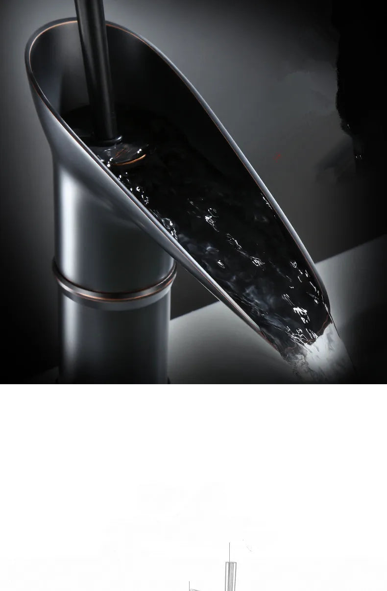 Bathroom Faucet Single Lever Waterfall Basin Faucet Brass Antique Hot and Cold bathroom Sink Mixer Wine Glass Style Taps