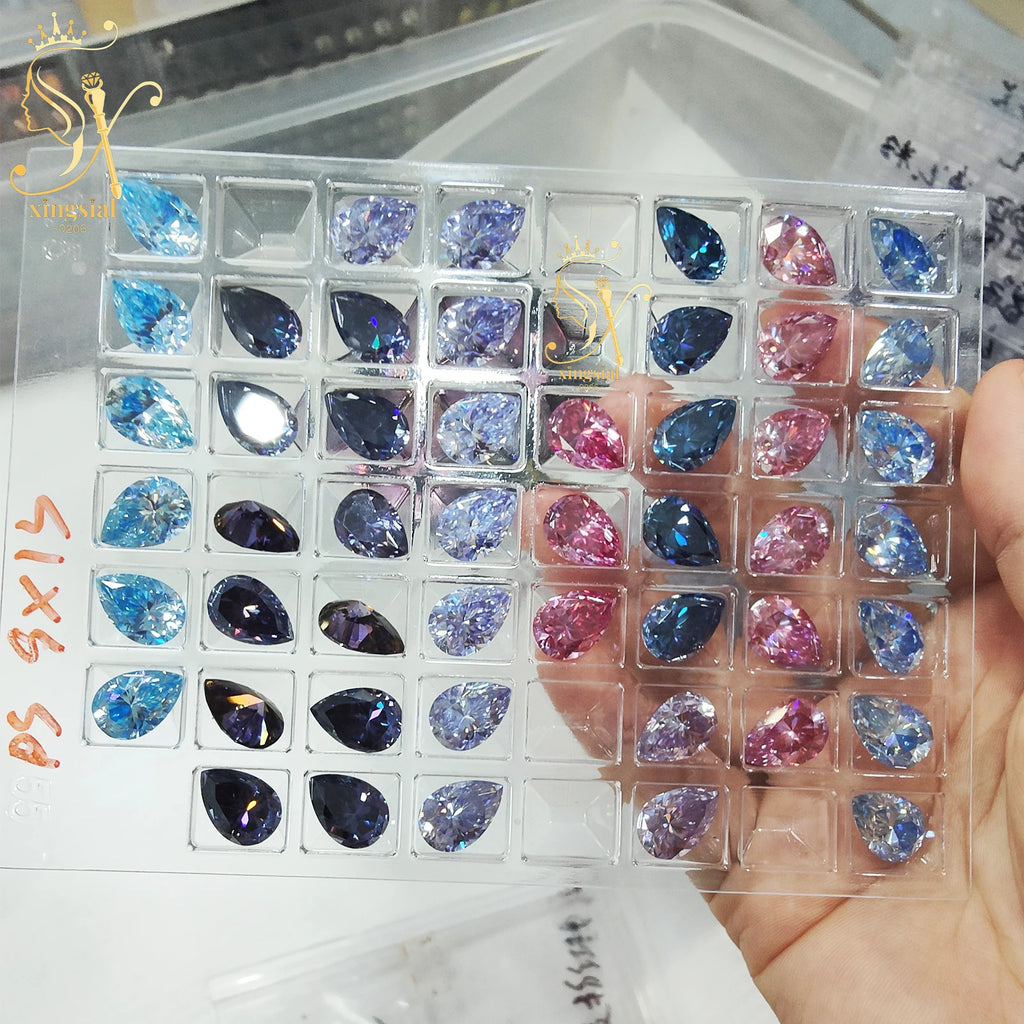 Xingsial 4x6mm 9x13mm Multiple Color VVS1 0.5ct 5ct GRA Certificated Pear Cut Synthetic Diamond Gemstone Loose Moissanite Stone