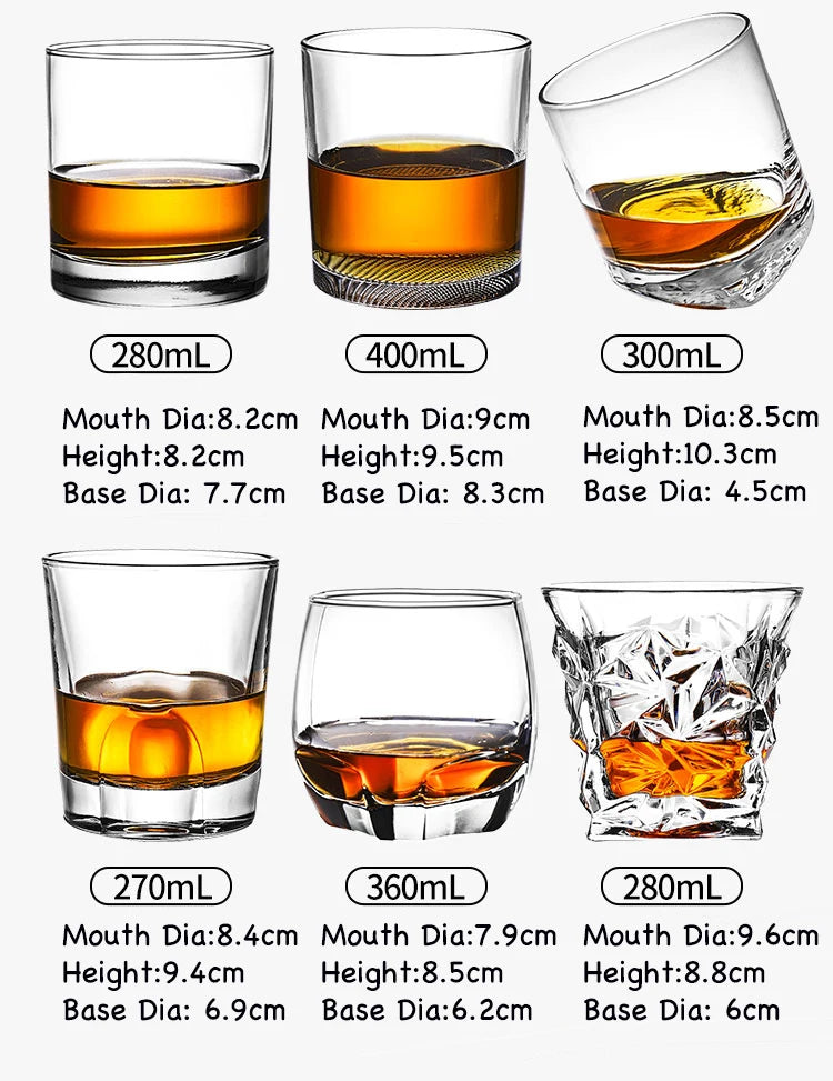 4PCS Fashion Whiskey Glasses, Scotch Whisky, Bourbon, Cocktails, RUM, Durable Whiskey Glasses