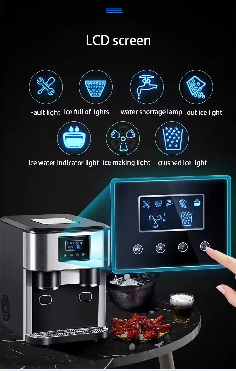 REYES 18kg Electric Water Ice Maker 15kg Storage Three Function Flake Maker for Home Use Featuring Emerson Bristol Motor