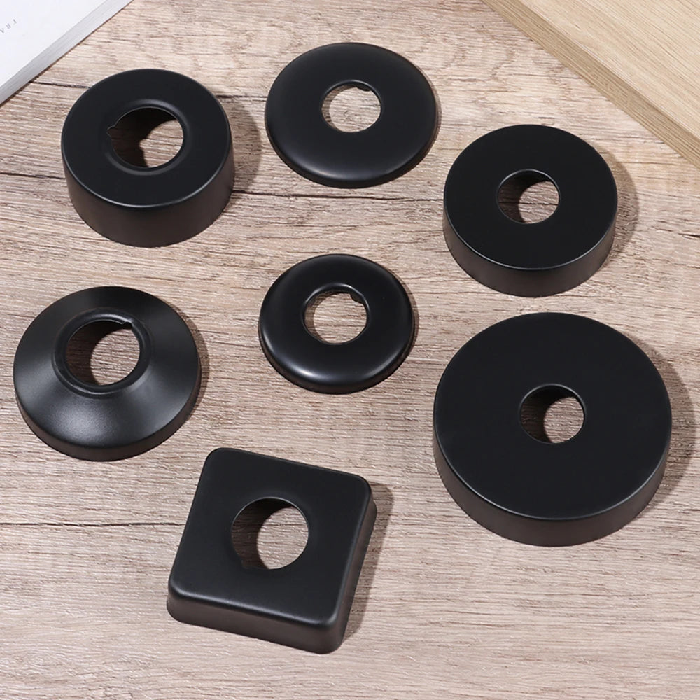 Black Shower Faucet Decorative Cover Chrome Finish Stainless Steel Wall Flange Water Pipe Wall Covers Bathroom Faucet Accessory