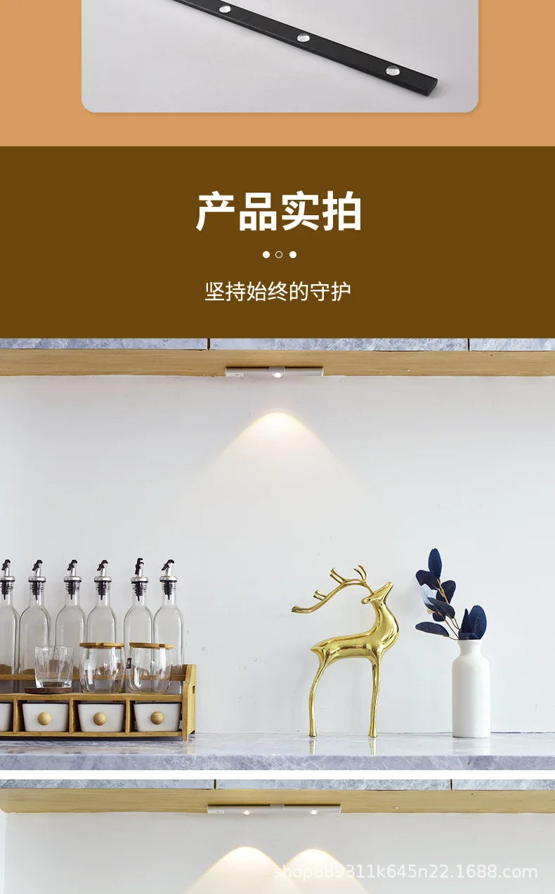 USB Rechargeable Ultra-thin Intelligent Human Body Sensing Wardrobe Light LED Long Cabinet Light Sensing Light