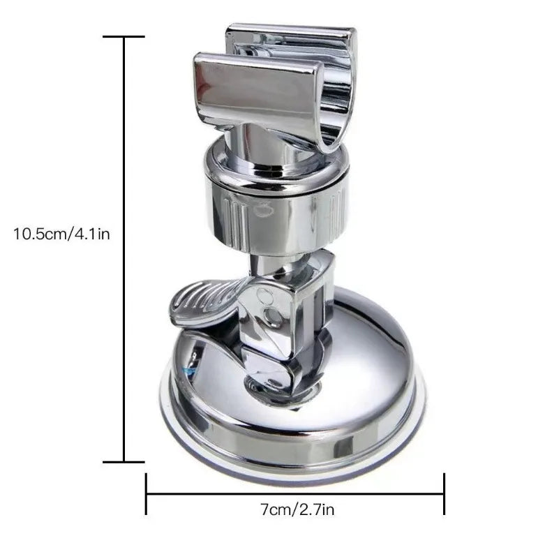 Adjustable Shower Head Holder Removable Suction Cup Shower Head Bracket No Drill Shower Head Bracket Rack with Chrome Accessory