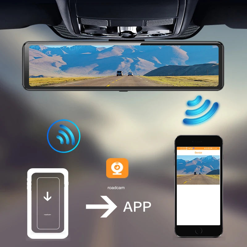 12" Car Play Android Auto Car Black Box Wifi Wireless Carplay Dash Cam 3 Lens Camera Front 2K+rear 1080P Car Video Recorde