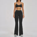 Tight Solid Breathable Back Yoga Set 2-Piece High-Waisted Elastic Waist Sports Suit for Outdoor Running Gym Wear