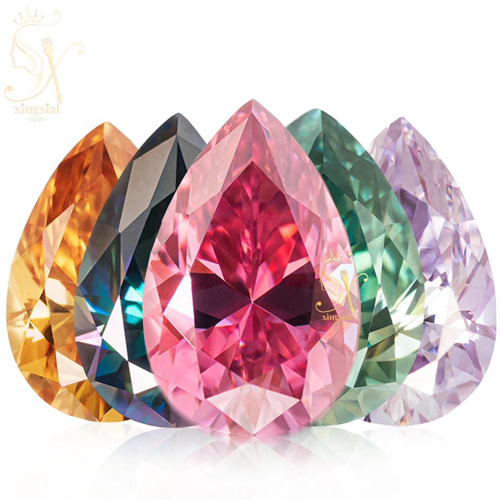 Xingsial 4x6mm 9x13mm Multiple Color VVS1 0.5ct 5ct GRA Certificated Pear Cut Synthetic Diamond Gemstone Loose Moissanite Stone