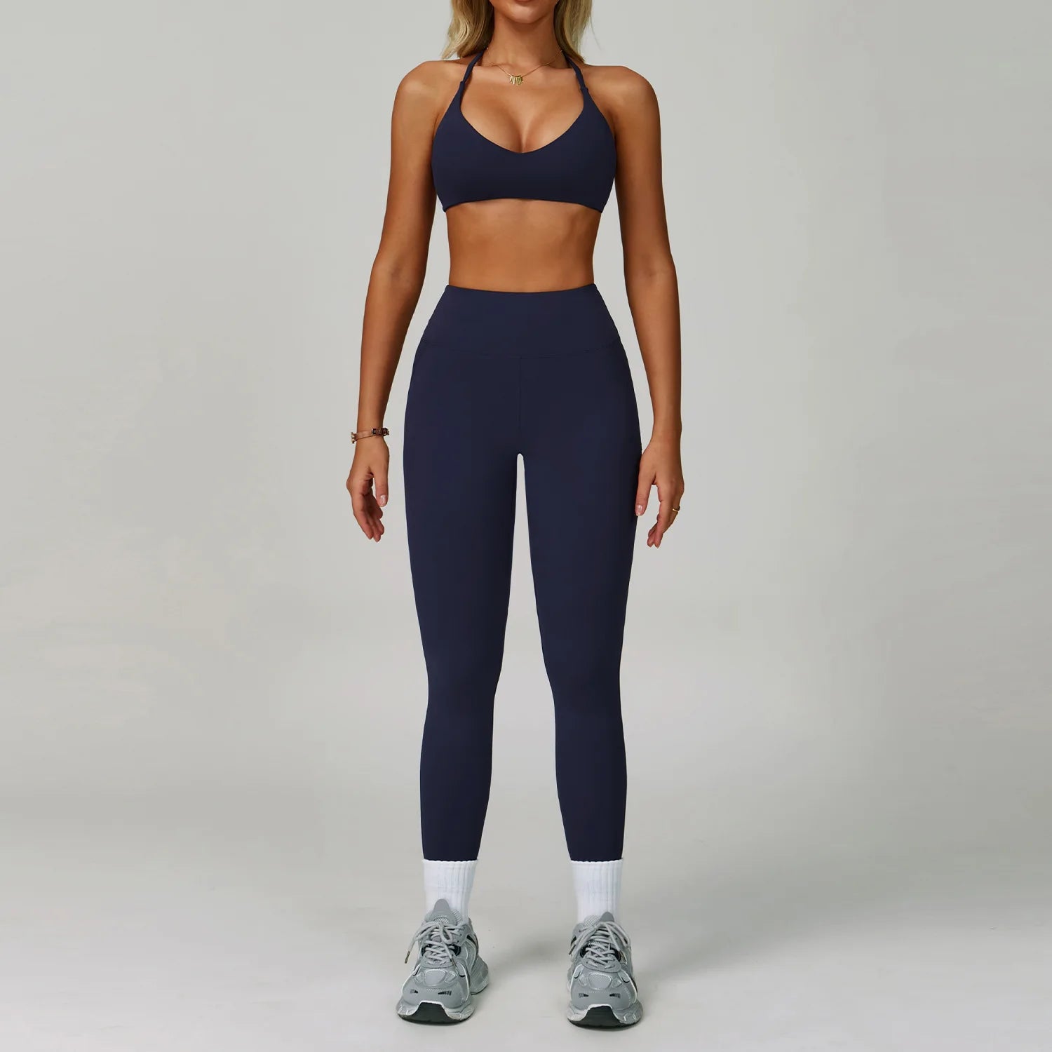 Backless Yoga Suit Halter Neck Tight Quick-drying Fitness Suit High-intensity Sports Suit Female