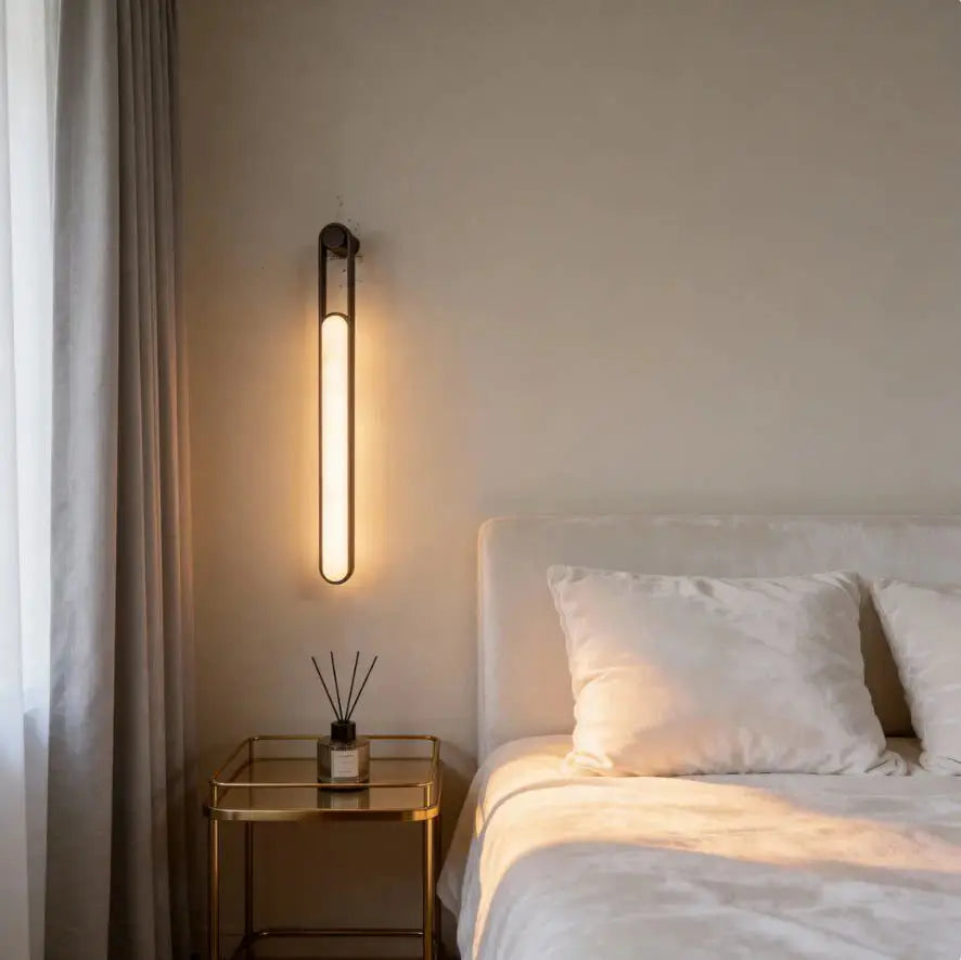 New Lightweight Luxury Marble Wall Lamp with LED 220V Metal Frame White Shade 2-Year Warranty for Living Room