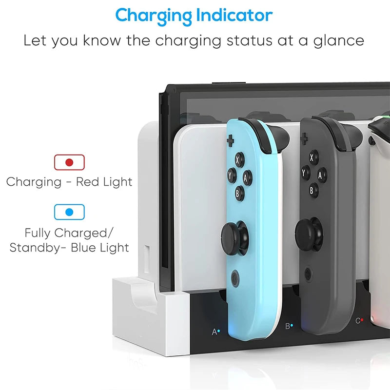 PG-9186 for Joycon Charging Dock Station for Switch&OLED - Charges up to 4 Controllers, Compatible with Switch and OLED Model