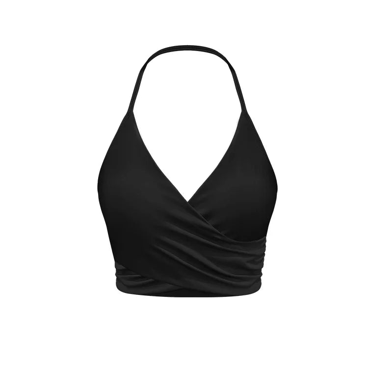 New Arrival Quick Dry Solid Color Cross Hollow Gym Frosted Backless Thin Straps Cross Layer Yoga Sports Bra for Women