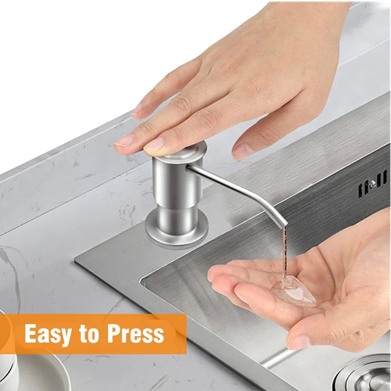 350ml Stainless Steel Sink Soap Dispenser Liquid Soap Bottle Manually Pressing Soap Lotion Dispenser Kitchen Accessories Funnel