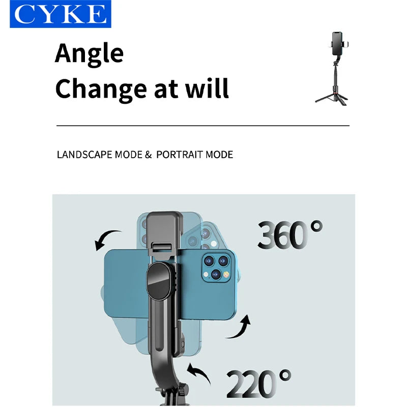 CYKE 3 in 1 Double Fill Light Extendable Bluetooth Tripod Selfie Stick Stand for Phones Palo De Selfie Tripod L12d