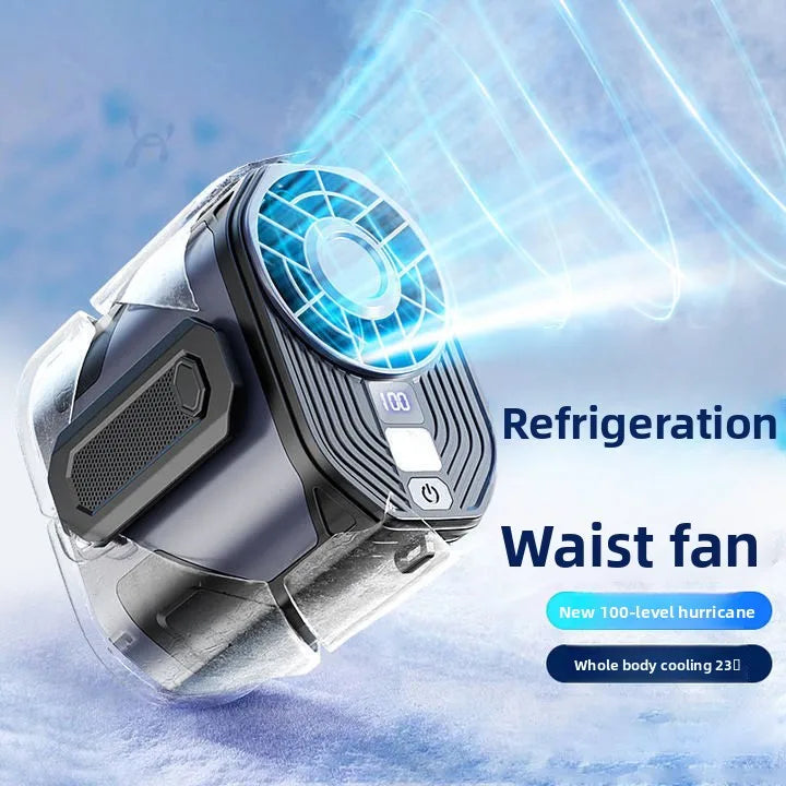 Portable Mini New Plastic Waist-mounted Fan 100-speed Digital Display Flashlight Long Battery Life USB Fan