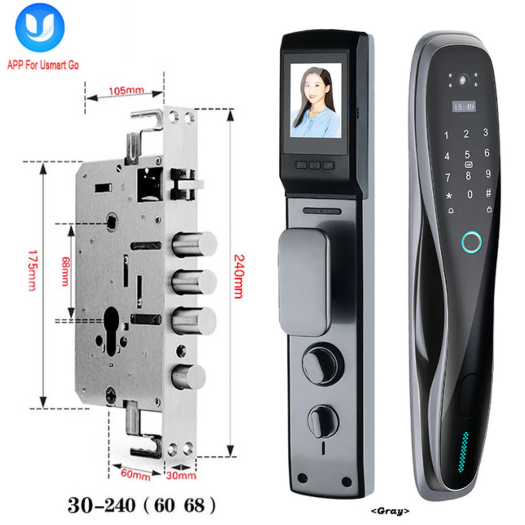 High Quality Smart Biometric Door Lock Automatic Fingerprint Recognition WIFI Video Intercom Mobile App Control Aluminum Alloy