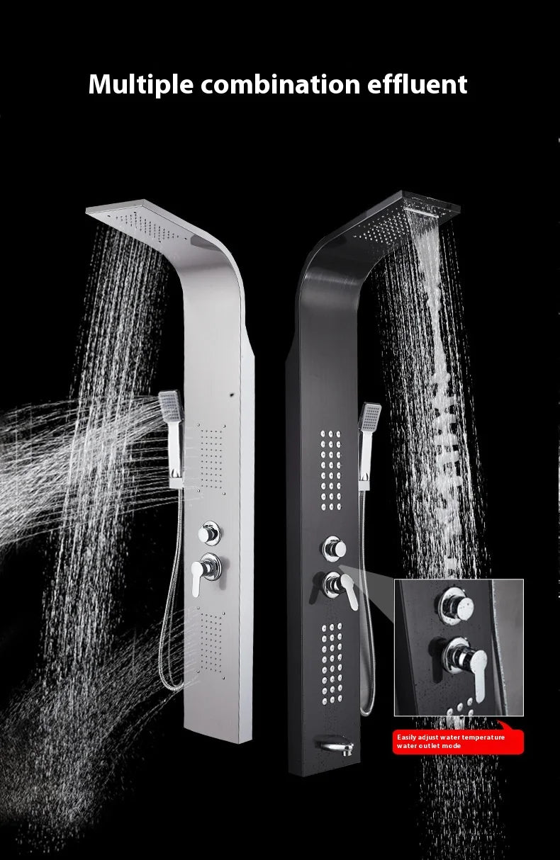 European Gold 304 Stainless Steel Intelligent Digital Display Shower Screen Brushed Finish Ceramic Direct Bathroom Faucets