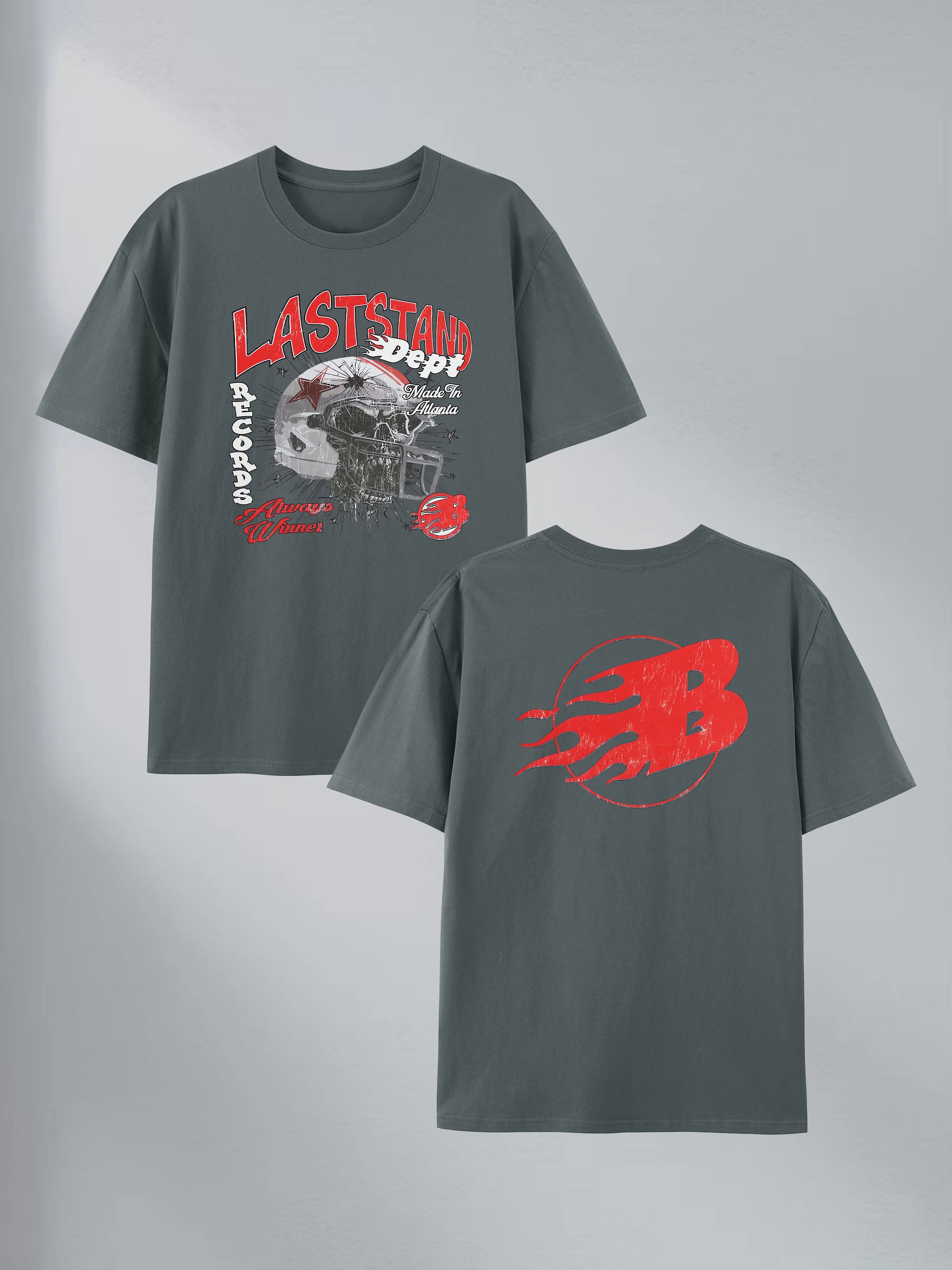 LastStand Skull Graphic Tee 100% Cotton US Warehouse 7 Colors
