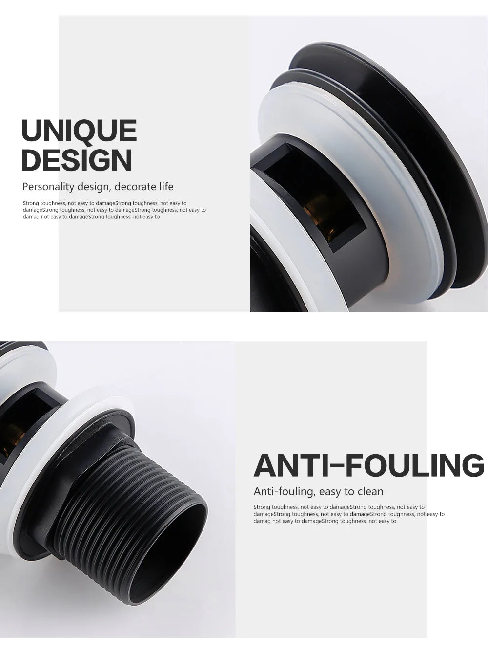Bathroom Basin Gunmetal Pop-Up Drain Waste Stopper Sink Accessories Solid Support Round Bathtub Brass Flush Drain