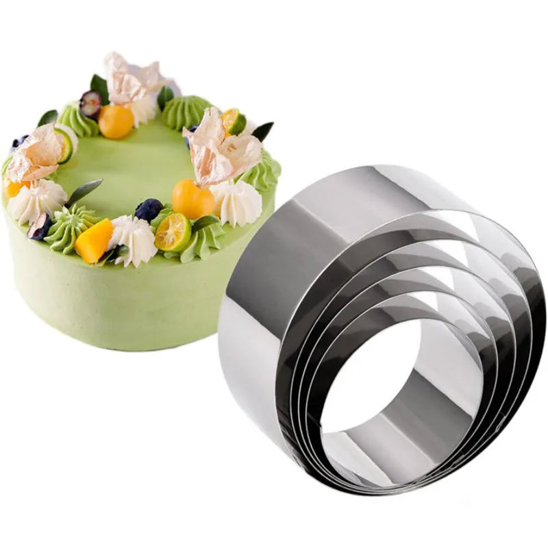 Stainless Steel Biscuit Mould Portable Round Shape Cake Fondant Mold Kitchen Gadgets Baking Accessories Cookie Cutter 5Pcs