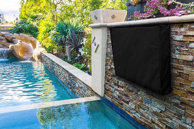 Outdoor Tv Protective Cover Weatherproof With Bottom Cover, Suitable For 30-32 Inch Tv, With Remote Control Pocket