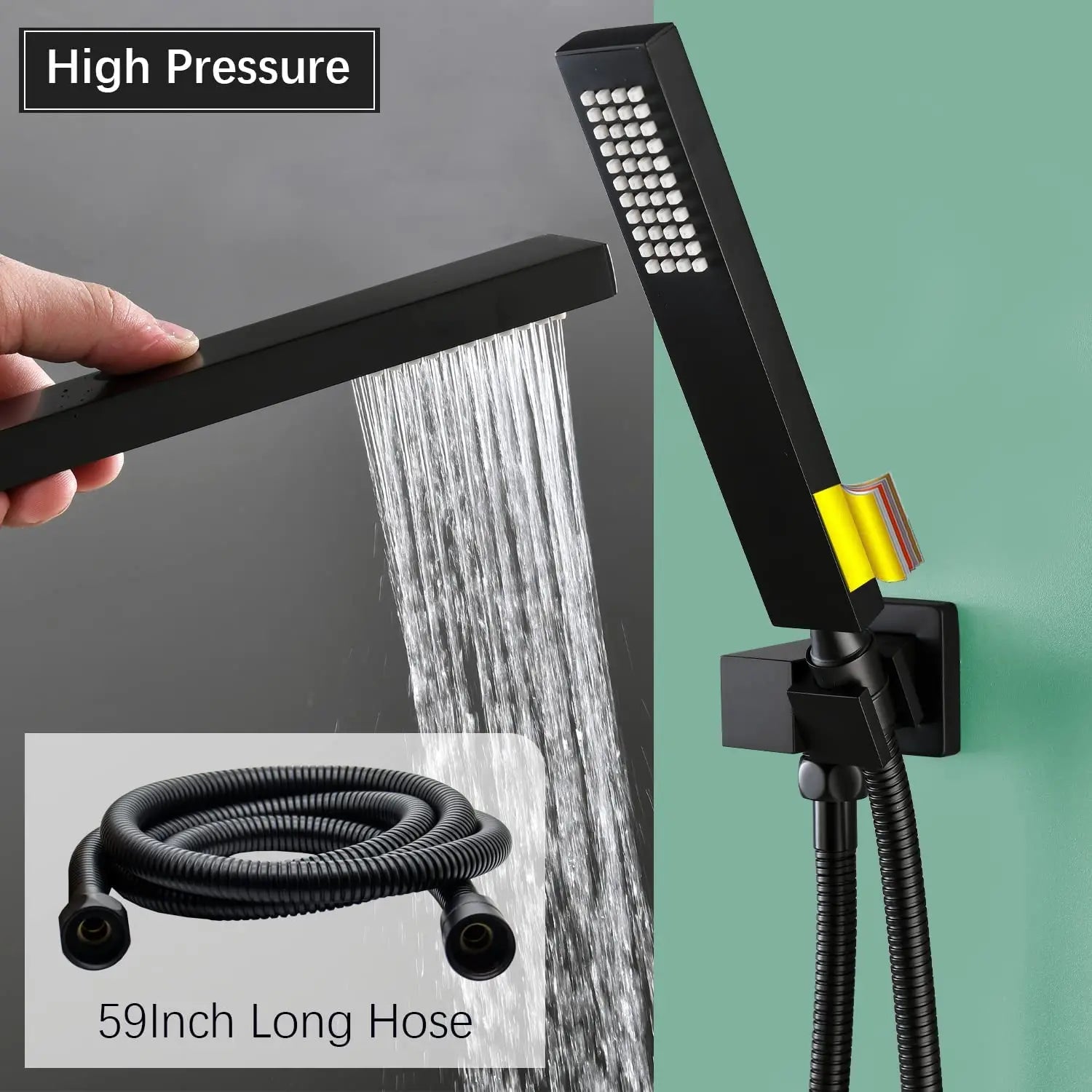 3 Functions Shower Head System Full Body Rain Shower System Black Shower Faucet Set
