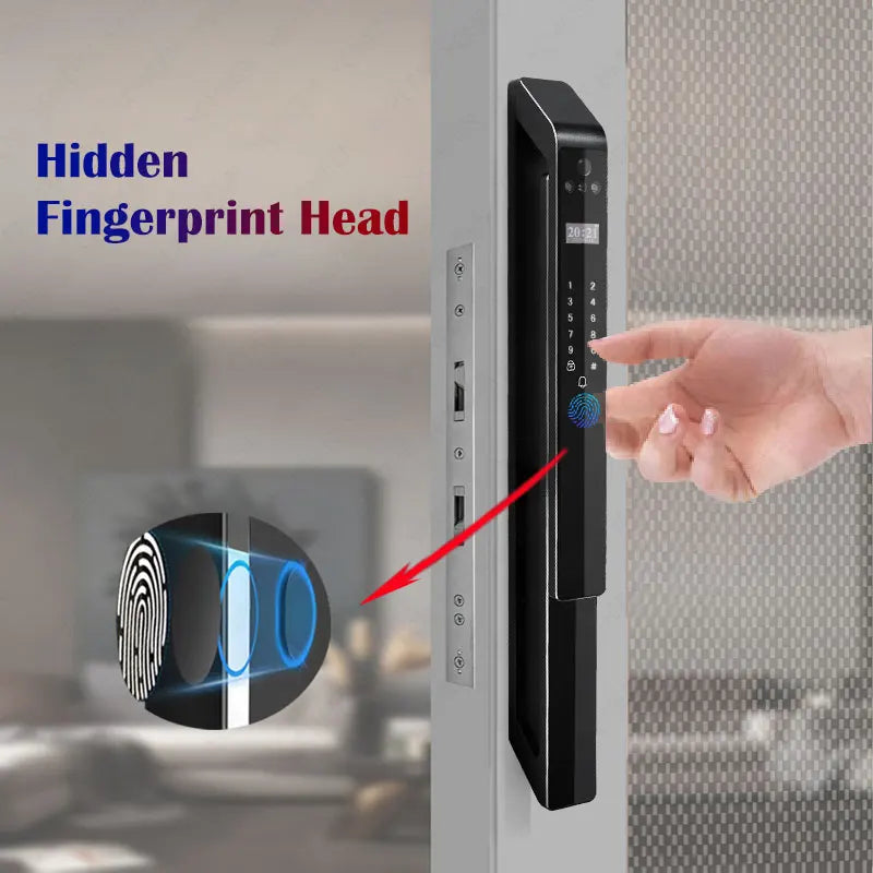 Wifi Tuya Fingerprint Smart Digital Glass Aluminum Sliding Door Lock Biometric 3d Face Recognition App Serrure Intelligent