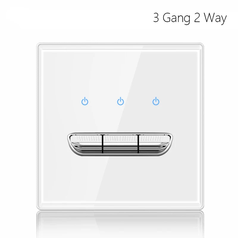 Light Switch With LED Indicator Wall Reset Switch Intermediate Switch Return Switch White Glass Frame 16A Switch
