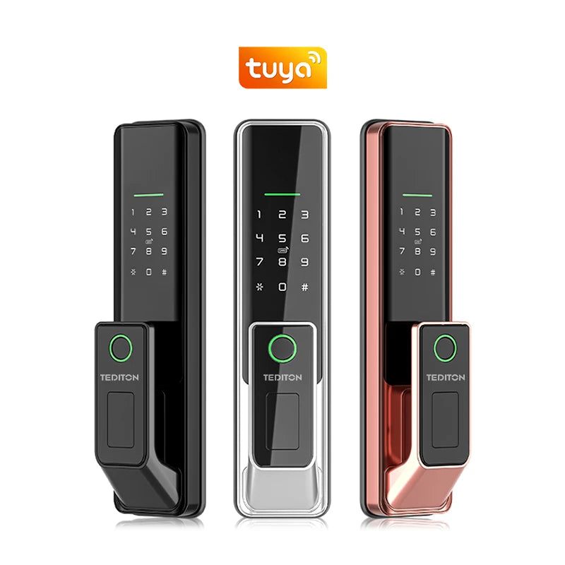 Tediton Biomatric Fingerprint Reader Digital Keyless Tuya Smart Life Lock Safety Smart Door Lock