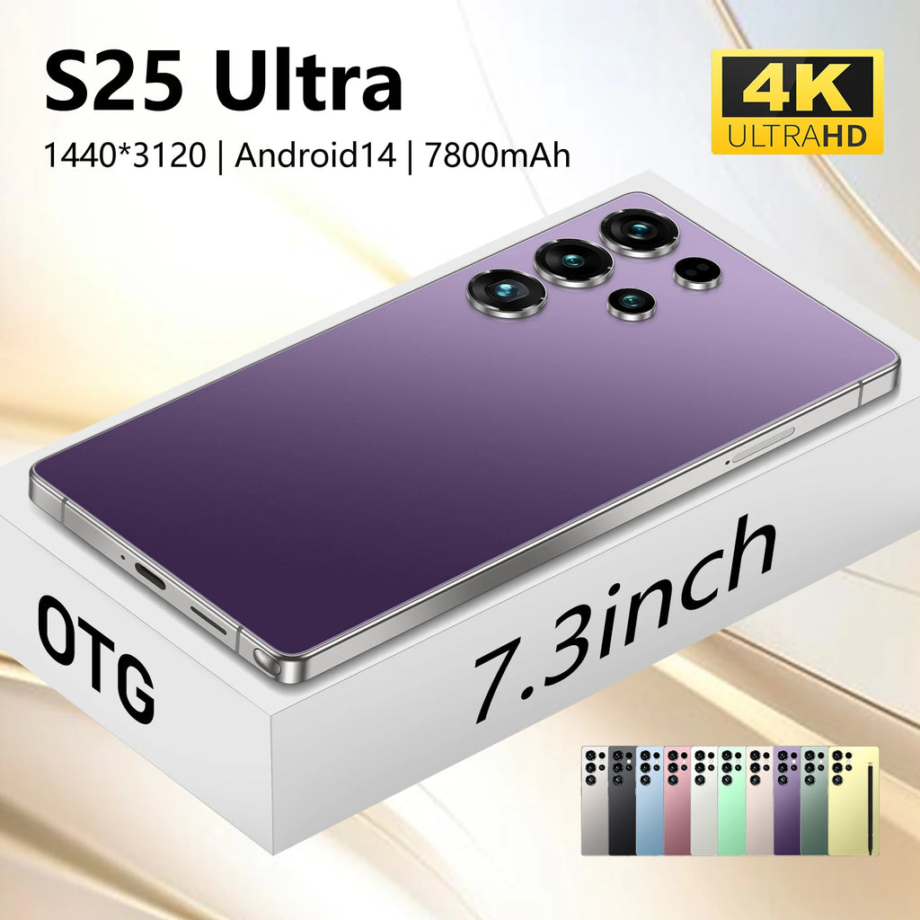Hot Selling S25 Ultra Unlocked Cell Phone with Stylus Type-C 6.9 Inch 16GB+1TB Android Gaming 5G Mobile Phones Local US Stock