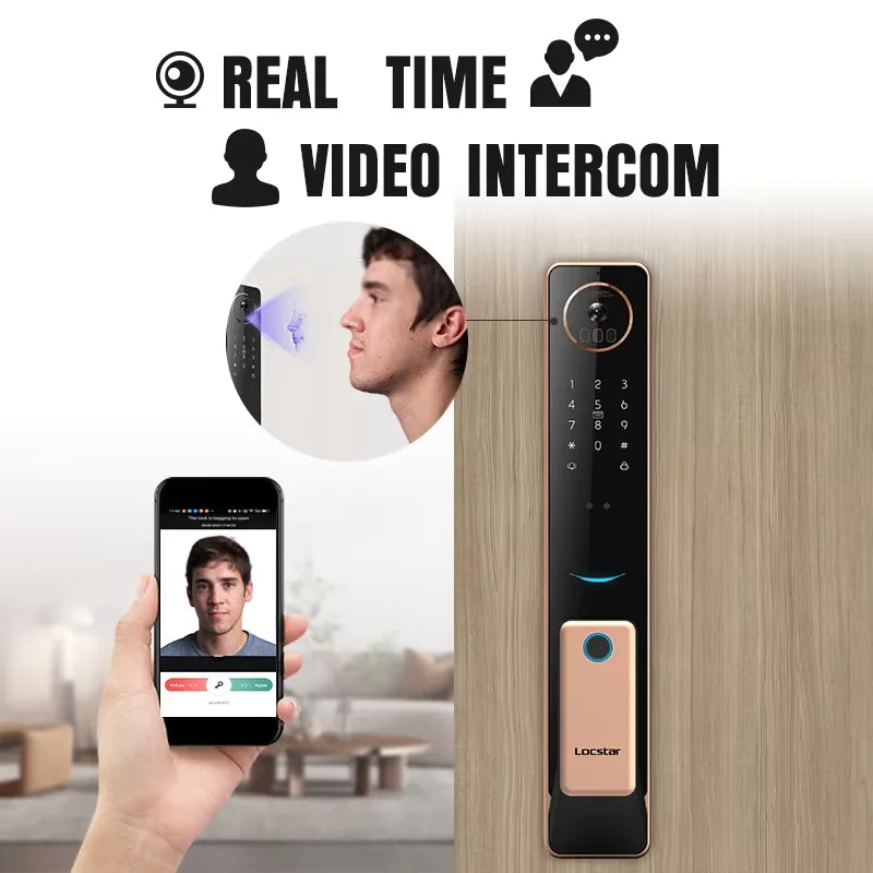 Hot Seller Cerradura Inteligente Waterproof Outdoor Face Id Tuya Wifi Fingerprint Smart Door Lock With 3D Face Recognition