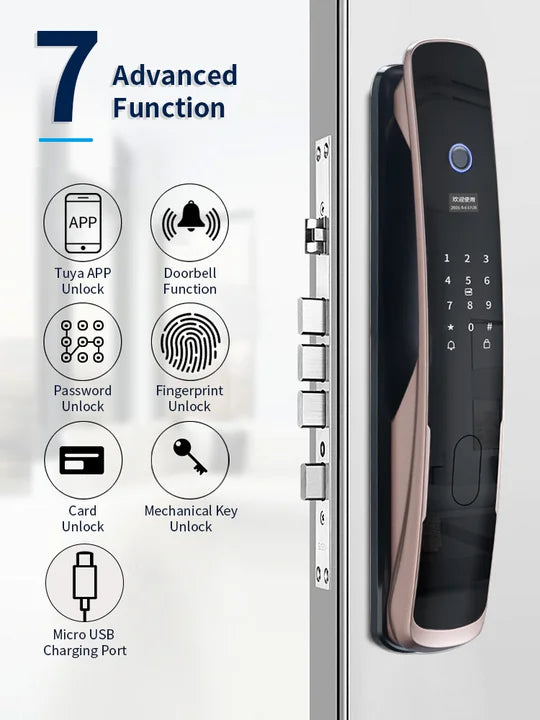 Handaily Security Wifi Tuya App Temporary Password RFID Card  Electronic Digital Fingerprint Smart Door Lock