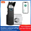 3D Face Recognition Front Door IP67 Waterproof Smart Lock Remote Keyless Fingerprint Password Unlock Cloud Wood Compatible