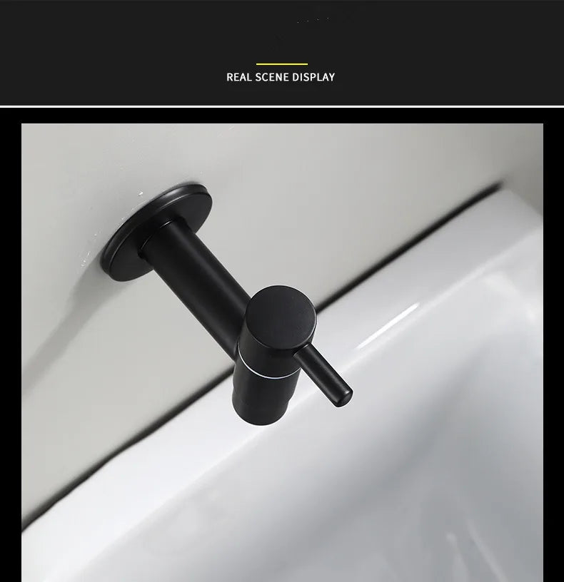 Washing machine faucet Bidet Faucet Stainless Steel Bathroom faucet tap Single Cold garden Faucet Black outdoor mixer Small Tap