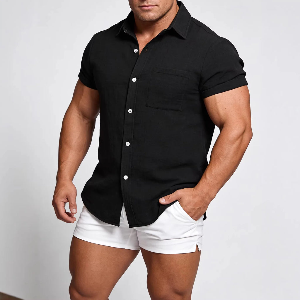 2026 New Men Summer Lightweight Short Sleeve Button Down Shirts Breathable Outdoor Travel Casual Beach Daily Male Tops Hot Sale
