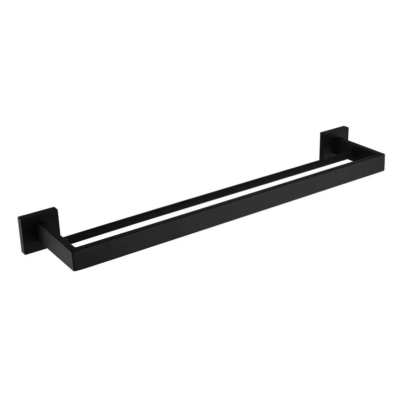 Matt Black Bathroom Hardware Set Kit Accessories Wall Shelf Towel Bar Rack Rail Robe Hanger Toilet Brush Roll Paper Holder Dish