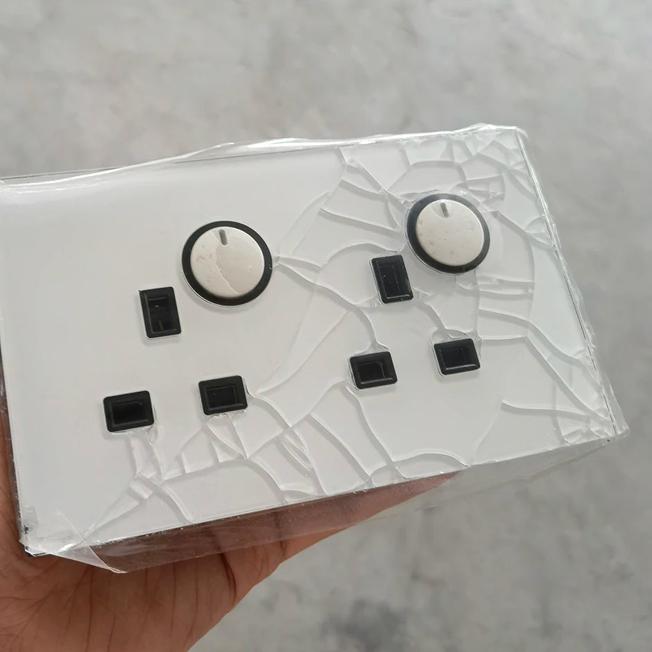 Wall Light Switch Chrome Toggle Press Button Tempered Glass Plate Blue LED Light 1 2 3 4 Gang White Black Gray Gold