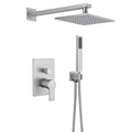 Homein Matte Black Double Handle 2-Function Brass Concealed Shower Set, Pressure Balance Valve Rainfall Shower System