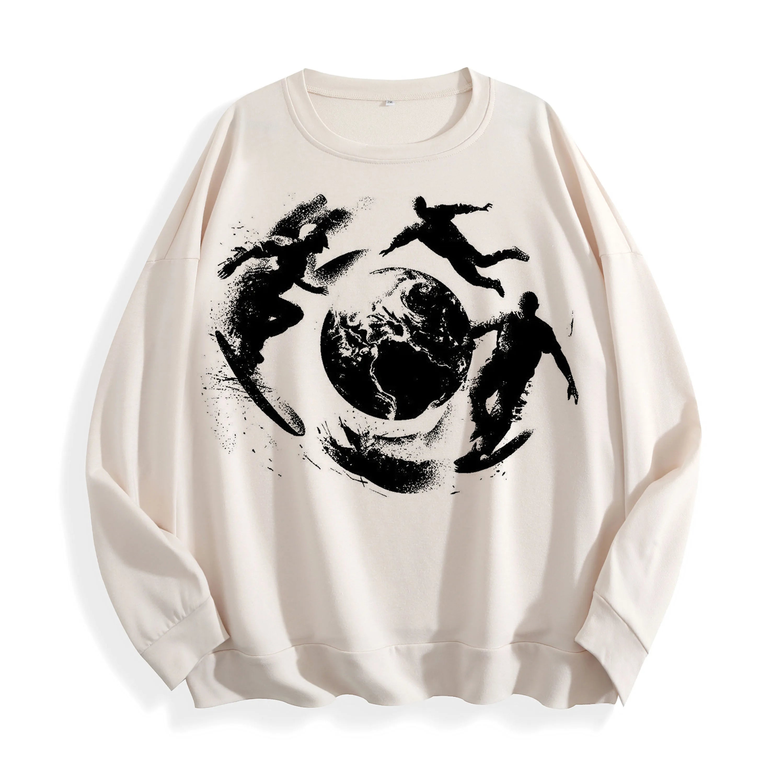 Surrealist Skate Globe Graphic Crewneck Sweatshirt, US Warehouse, 6 Colors