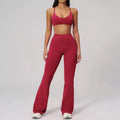 Women's Yoga Fitness Suit Halter Neck Flared Leg Quick-Drying Spandex/Nylon Solid Pattern