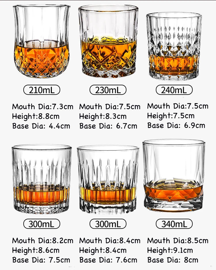 4PCS Fashion Whiskey Glasses, Scotch Whisky, Bourbon, Cocktails, RUM, Durable Whiskey Glasses