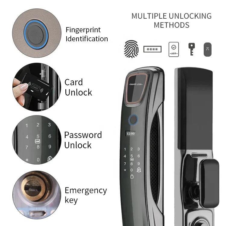 Wholesale Automatic Fingerprint Lock WIFI Door Tuya Multi-functional Digital Biometric Card Smart Door Lock With Doorbell