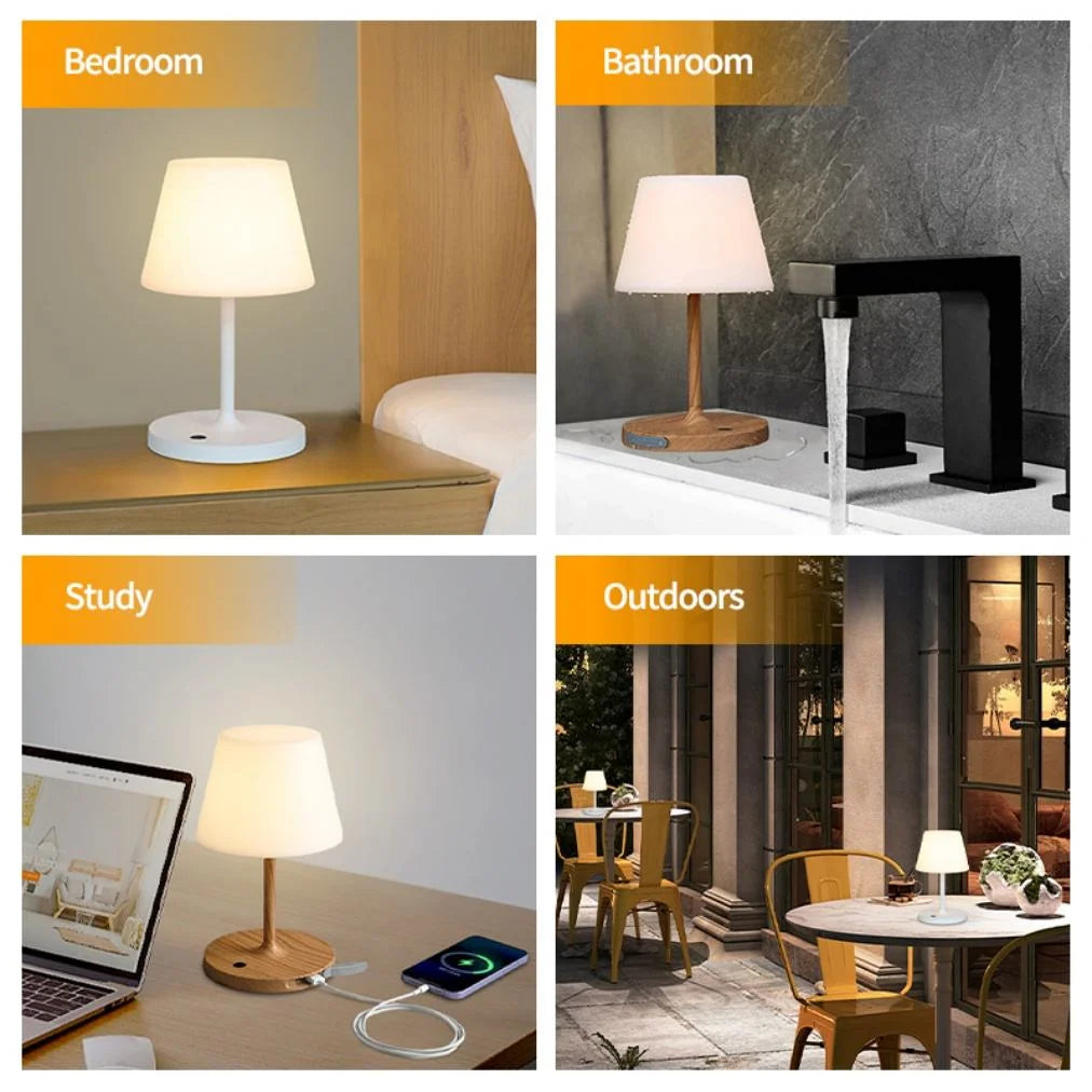 Modern Simple Rechargeable Waterproof Shower Lamp Table Light for Reading Room Bedside Living Room Battery Operated Lamps IP44
