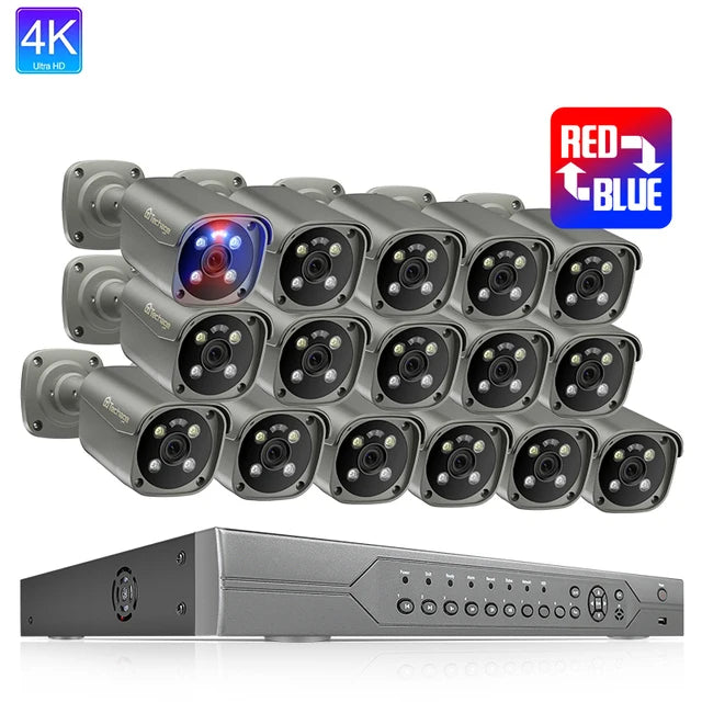 Top 4K Security Cameras Systems 16Channel 8Mp Surveillance Business Cctv Camera H.265 Poe Nvr Kit