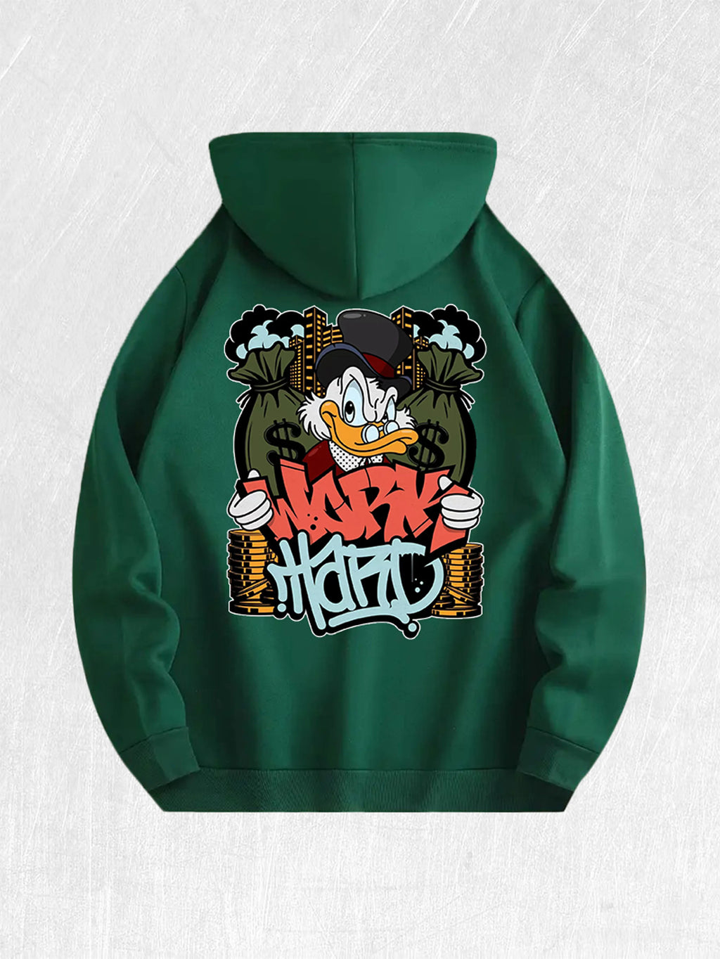 Work Hard  Duck Graphic Hoodie 100% Cotton US Warehouse 7 Colors
