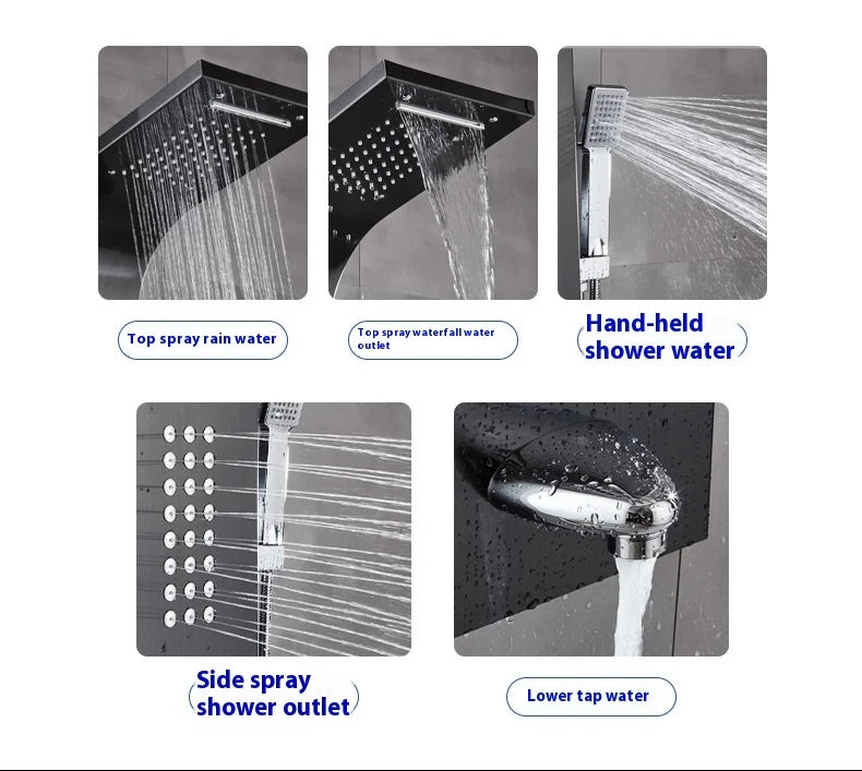 European Gold 304 Stainless Steel Intelligent Digital Display Shower Screen Brushed Finish Ceramic Direct Bathroom Faucets