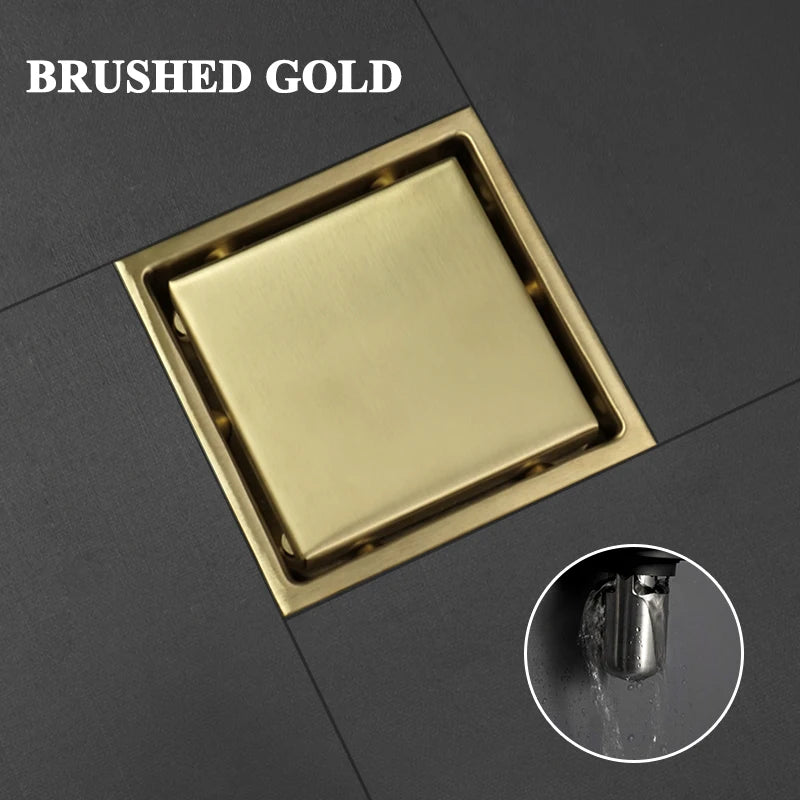 Bathroom Balcony Kitchen Stainless Steel Square Floor Drain Shower Drainers Multi-Color Style Invisible Tile Insert Floor Drains