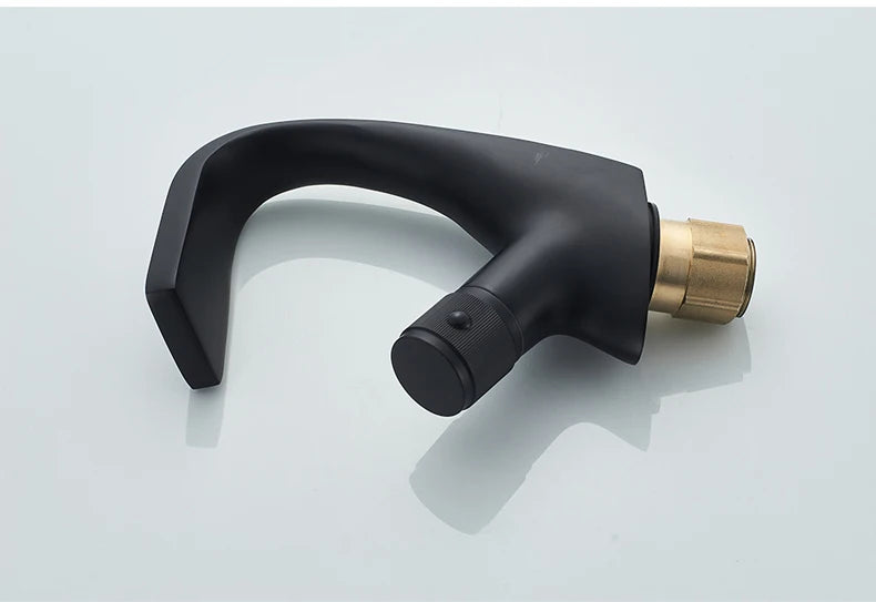 Black Faucet Bathroom Sink Faucets Hot Cold Water Mixer Crane Deck  Mounted Single Hole Bath Tap Chrome Finished ELM457