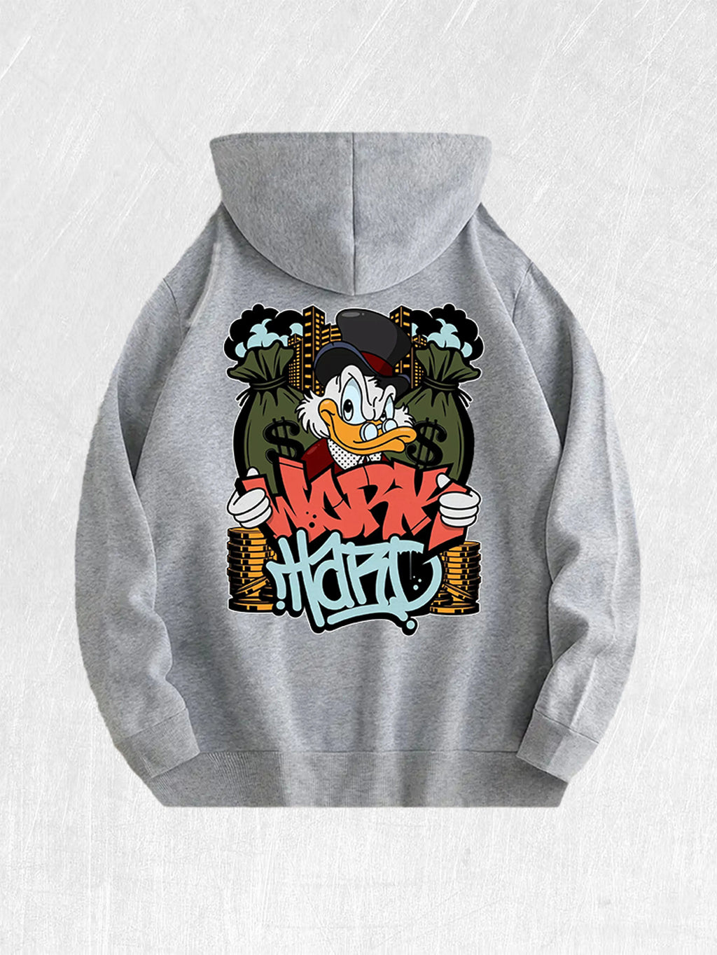 Work Hard  Duck Graphic Hoodie 100% Cotton US Warehouse 7 Colors