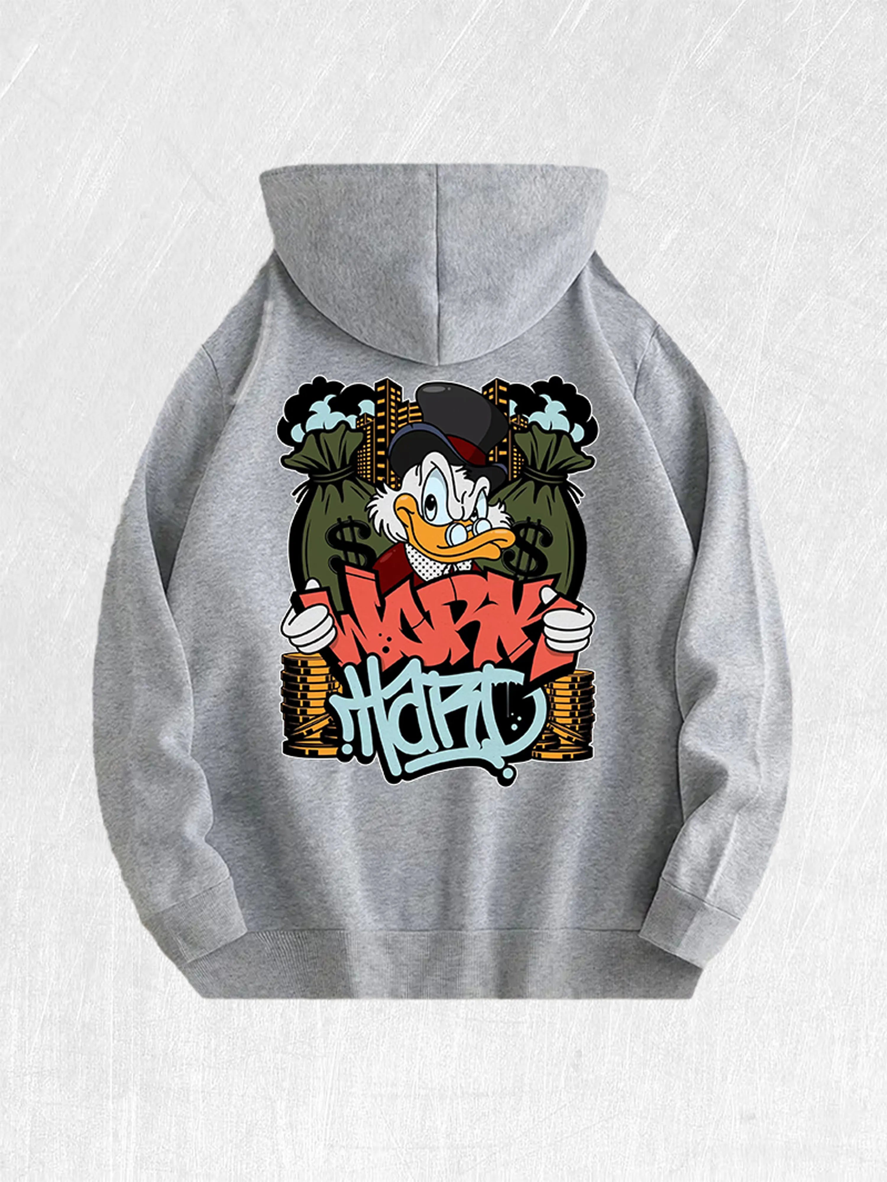 Work Hard  Duck Graphic Hoodie 100% Cotton US Warehouse 7 Colors