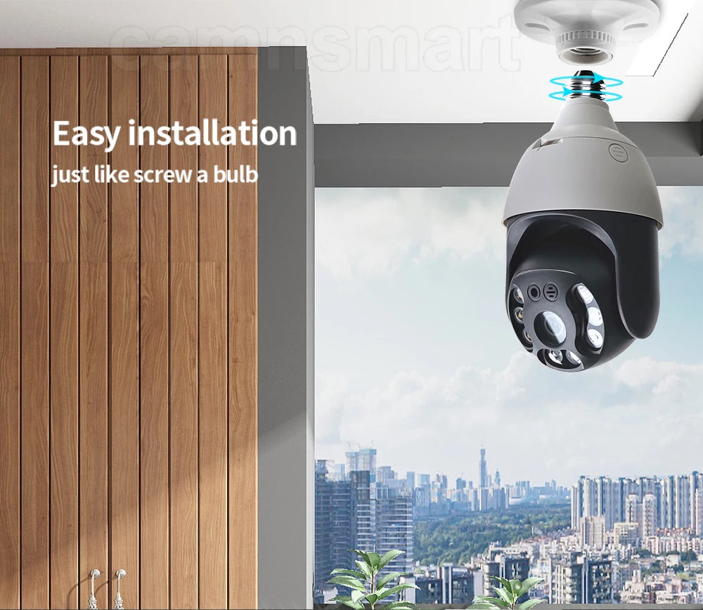 5MP Security IP Camera Onvif NVR E27 Light Bulb PTZ Video Surveillance Protection 256G System Smart Home Auto Tracking AI Human